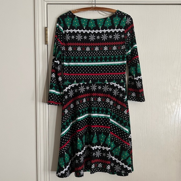 Planet Gold Christmas Dress Fit and Flare Skater Size L Fair Isle Pattern - Picture 4 of 10